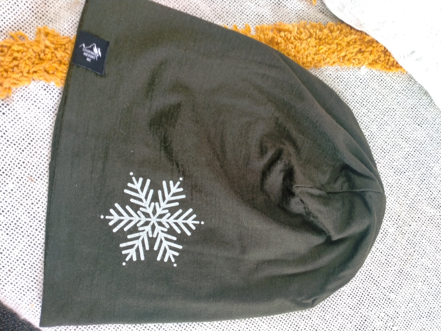 Slouch Beanie - Plantation/Plantation Snow Flake Print